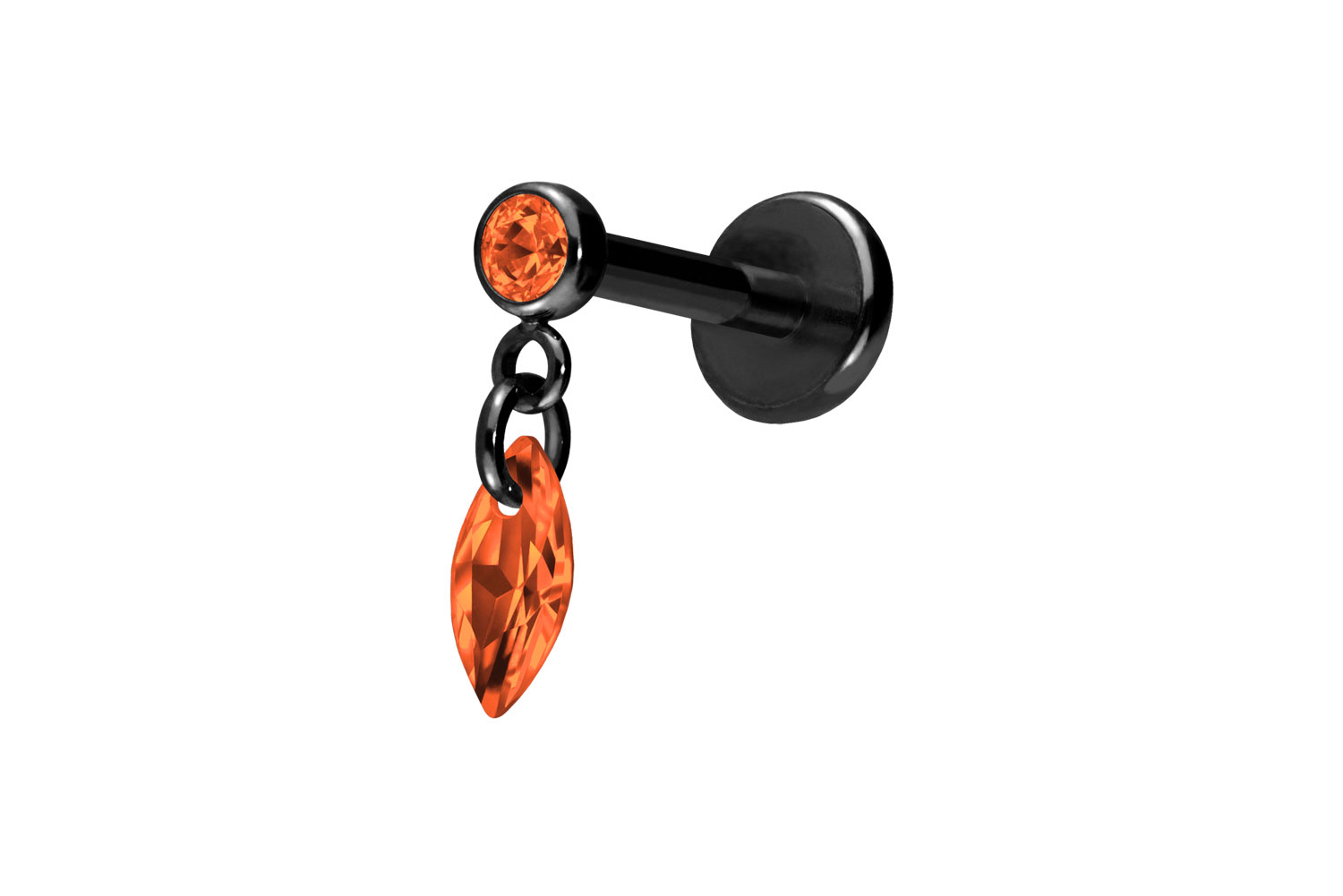 Titan Labret Piercing mit Push Fit KRISTALLOVAL